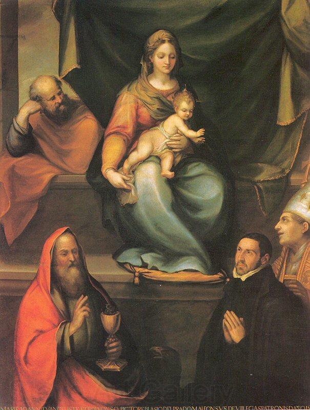 Prado, Blas del The Holy Family with Saints and the Master Alonso de Villegas Norge oil painting art